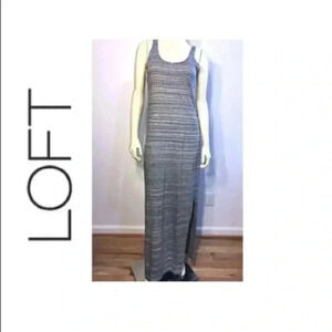 LOFT Grey Back Cross Strap Maxi Dress L